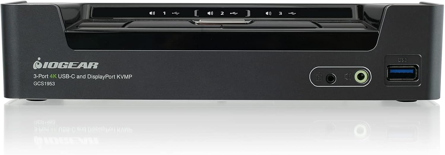 IOGEAR KVMP 3-Port 4K USB-C and DisplayPort Switch with Power Pass-through - GCS1953