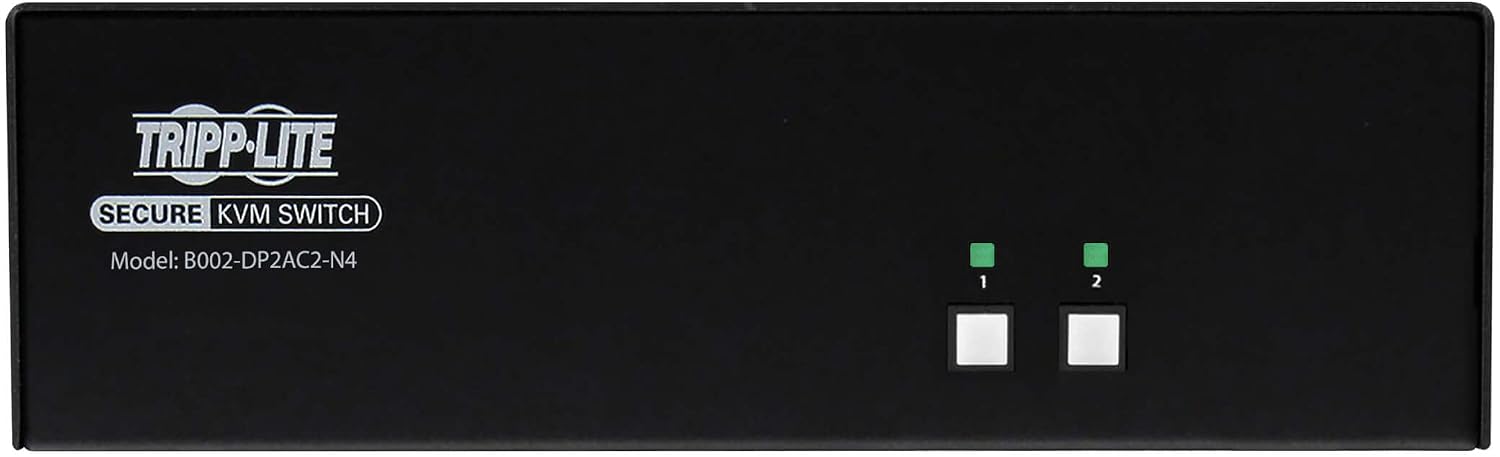 Tripp Lite Secure KVM Switch 2-Port Dual-Head DisplayPort, US Government NIAP-Certified PP4.0 Security, Common Access Card (CAC) Port, 4K @ 30Hz Video, TAA Compliant, 3-Year Warranty (B002-DP2AC2-N4)