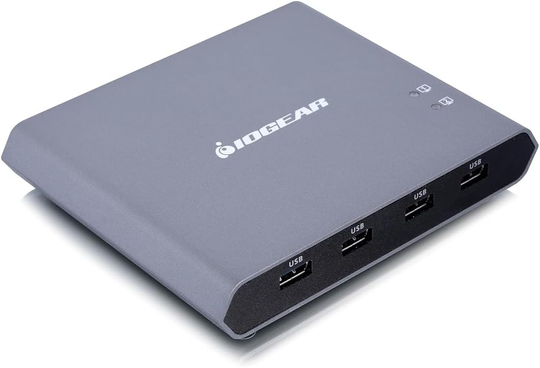 IOGEAR 2-Port 4K USB-C Desktop KVM with DISPLAYPORT Output and USB Peripheral
