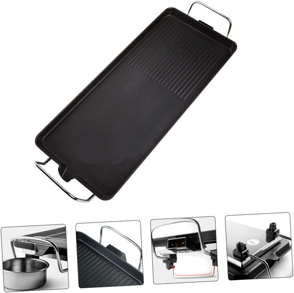 LIFKOME 1set Multi-function Electric Grill Plate for Indoor Barbecue Nonstick Smokeless for Home Cooking Us Easy to Clean