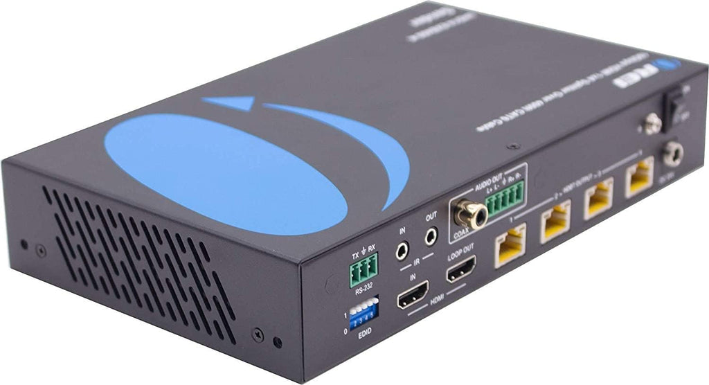 OREI 1x4 HDMI Extender Splitter HDBaseT 4K, Multiple Over Single Cable CAT6/7 4K@60Hz 4:4:4 HDCP 2.2 With IR Remote EDID Management, HDR - Up to 400 Ft - Loop Out - Low Latency - Full Support