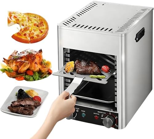 1700W Electric Steak Broiler and Smokeless Indoor Grill, Stainless Steel Multi-Purpose Oven with Adjustable 10-Tier Rack, 10 Grilling Slots for Family BBQs