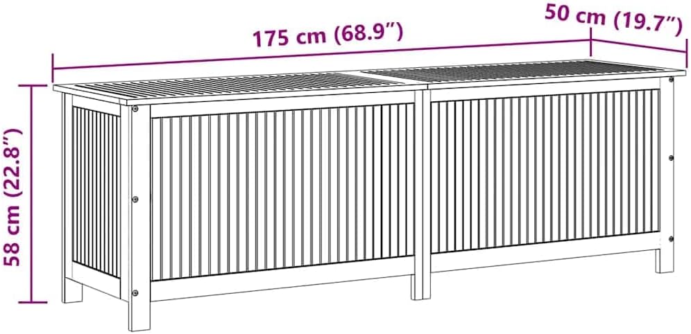 vidaXL Outdoor Storage Box, Deck Box with Lid, Patio Cabinet, Storage Chest for Outdoor Cushions Throw Pillows Garden Tools, Solid Wood Acacia