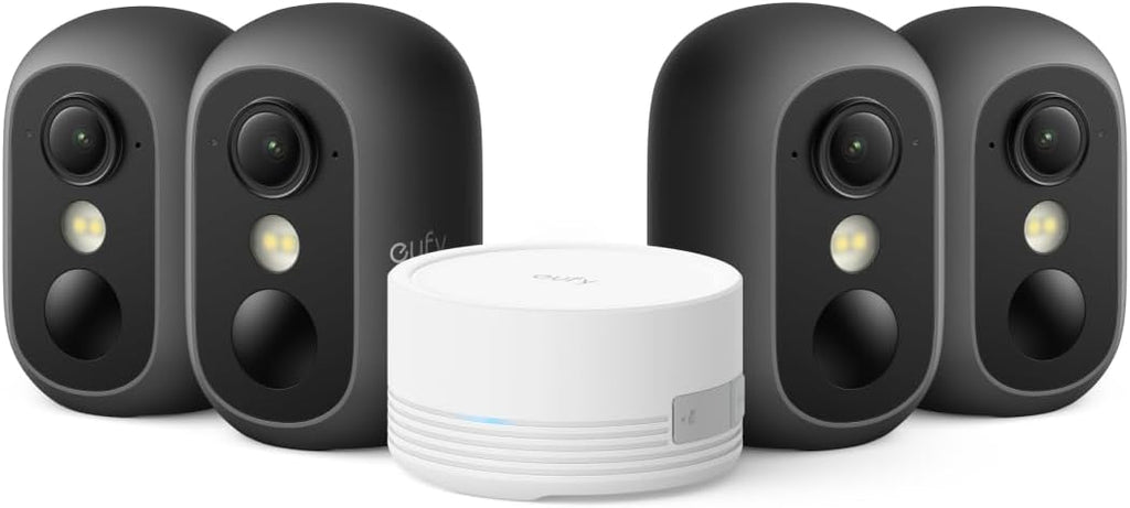 eufy Security eufyCam C35 4-Cam Kit, Wireless Security Indoor/Outdoor Camera, Magnetic Mount, Color Night Vision, Local Storage, No Subscription, IP67, Solar Panel Compatible, Build-in 8GB, Black
