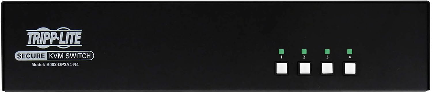 Tripp Lite Secure KVM Switch 4-Port DisplayPort, United States Government NIAP-Certified PP4.0 Security, Common Access Card (CAC) Port, 4K @ 30Hz Video, TAA Compliant, 3-Year Warranty (B002-DP1AC4-N4)