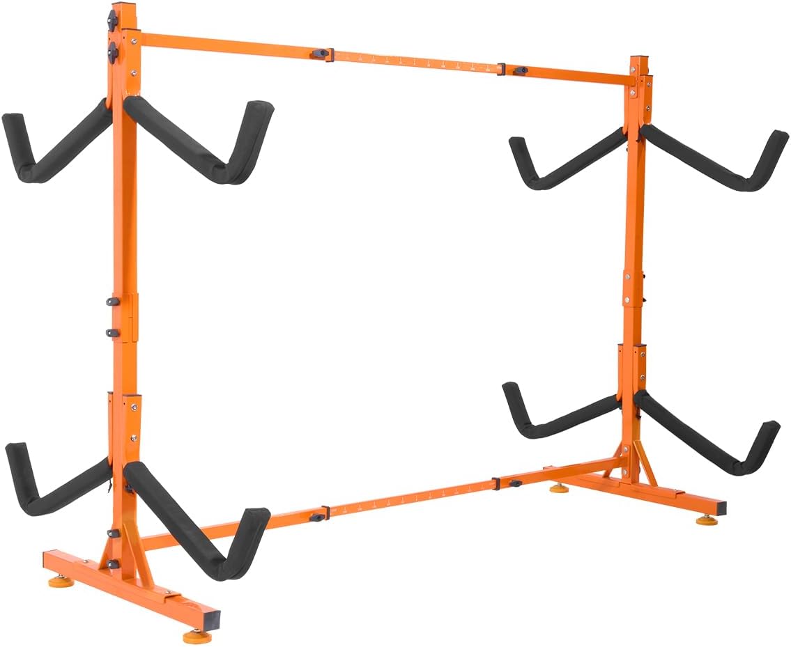 VEVOR Kayak Storage Rack, Heavy Duty Adjustable Freestanding Stand with Lockable Wheels for Indoor Outdoor Garage Shed Dock, Holder for Canoe, SUP, Surfboard & Paddleboard