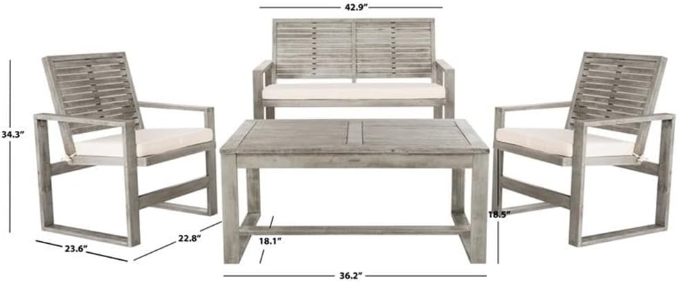 SAFAVIEH Home Collection Hailey Outdoor Living Acacia Patio Set