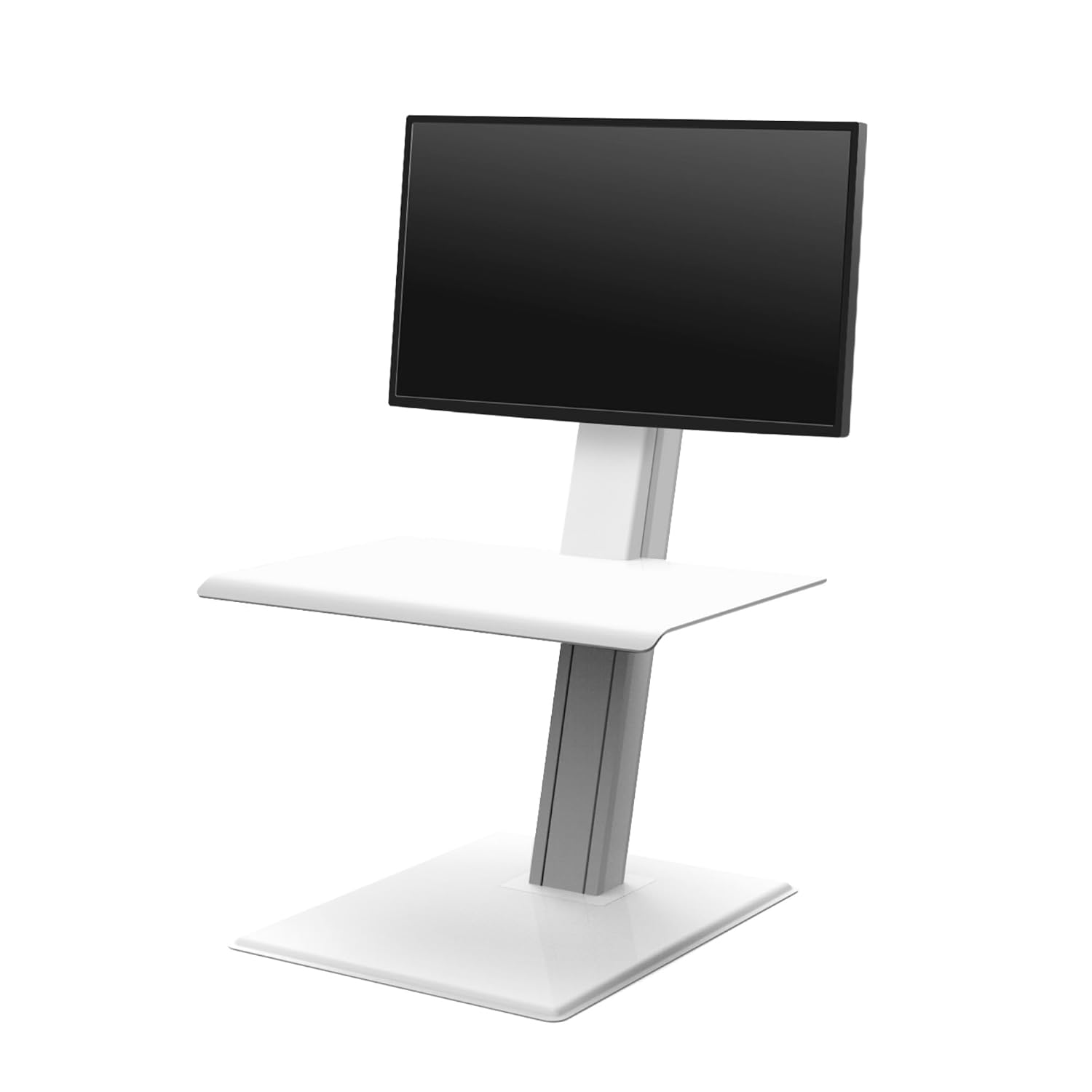 Quickstand Eco Single Monitor Stand, White Adjustable Monitor Stand with 18.6' Range, Stable and Self-Locking Computer Monitor Riser, Ergonomic Monitor Arm for Workstation