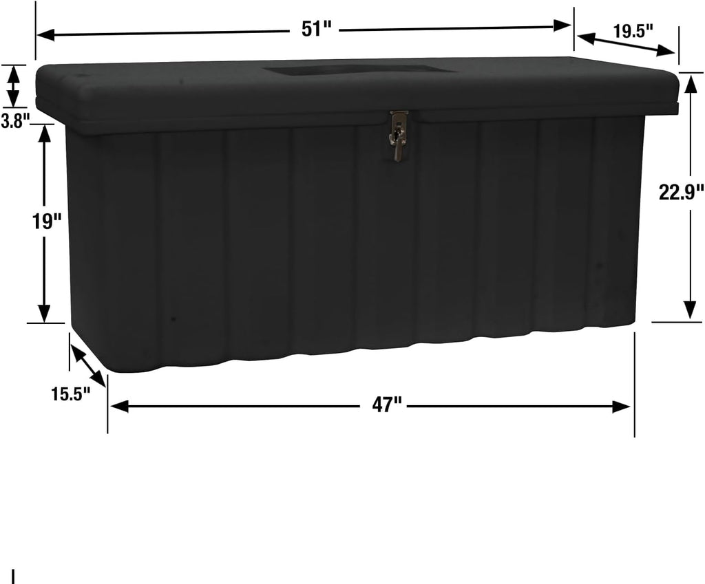 Buyers Products 1712250 Poly Outdoor Multi-Purpose All Weather Utility Storage Bin Box, 8.4 cu. Ft, Job Site Box, Outdoor Storage and Organizer, Made in USA, Black