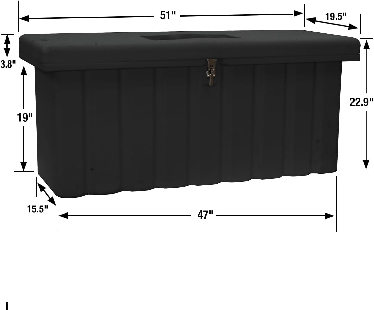 Buyers Products 1712250 Poly Outdoor Multi-Purpose All Weather Utility Storage Bin Box, 8.4 cu. Ft, Job Site Box, Outdoor Storage and Organizer, Made in USA, Black