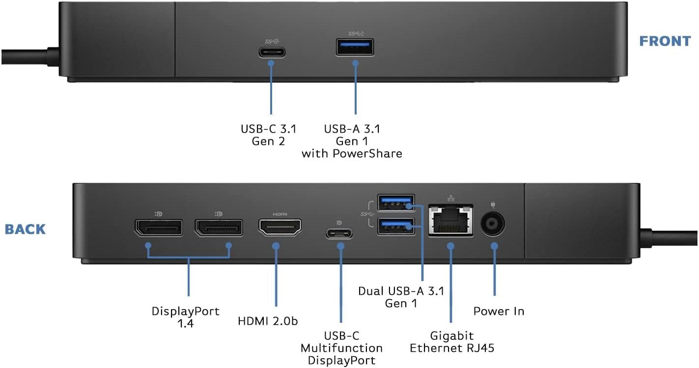 Dell WD19S Docking Station with 180W Power Adapter and 130W Power Delivery - USB Type-C HDMI, Dual DisplayPort (WD19S180W) -Boomph's Comprehensive Ultimate Performance Dock Solution for Your Workspace