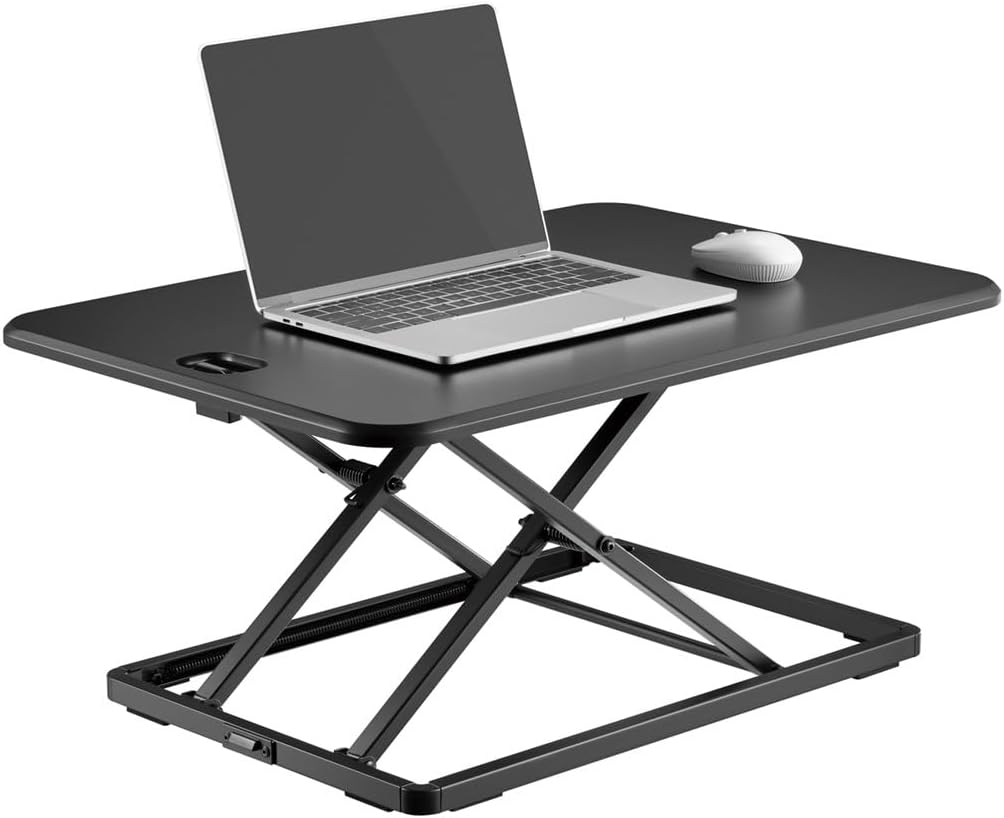 Monoprice Ultra-Slim Single Top Height Adjustable Compact Sit-Stand 26-Inch Desk Converter Riser, Compact Sit Stand Desktop Converter for Monitor or Laptop, Black