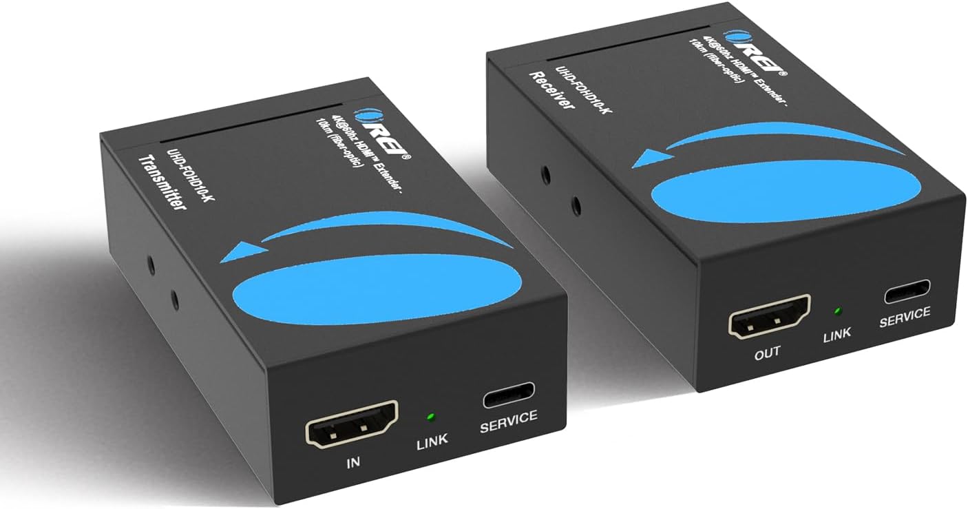 OREI 4K HDMI Extender Over Fiber Optic Balun - UltraHD 4K @ 60Hz 4:4:4 DR, HDR10+, SFP+ - Up to 10 KM in Single Mode - 300M in Multi-Mode