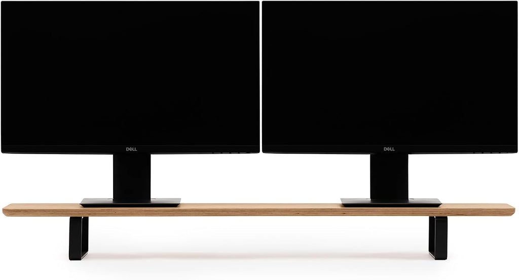 Oakywood Dual Monitor Stand - Handmade in EU - Natural Wood Monitor Stand Riser - Laptop Accessories – 220 lbs (100 kg) Capacity - 41.3'x9' (105x23 cm) – 100% Natural Oak Veneer