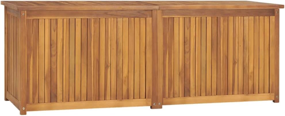 Patio Storage Box Outdoor Solid Teak Wood Deck Box Wooden Outdoor Storage Organization Box with Lid Storage Bench and Waterproof Lining for Garden,Patio,Backyard,59.1'x19.7'x21.7' -AA