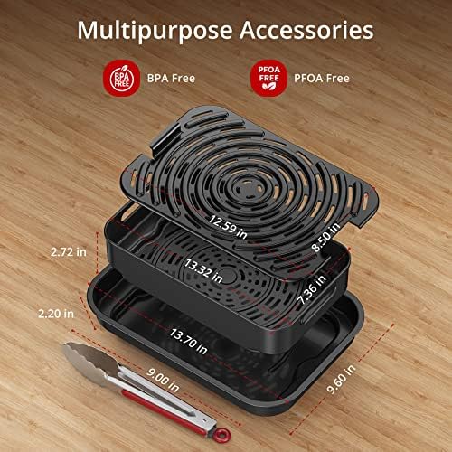Indoor Grill Smokeless, Air Fryer Grill Combo with Adjustable Temperature to 450°F, Electric Grill with Viewing Window, Removable Nonstick Grate, Fast and Even Heating, 4Qt for Family, with Tongs