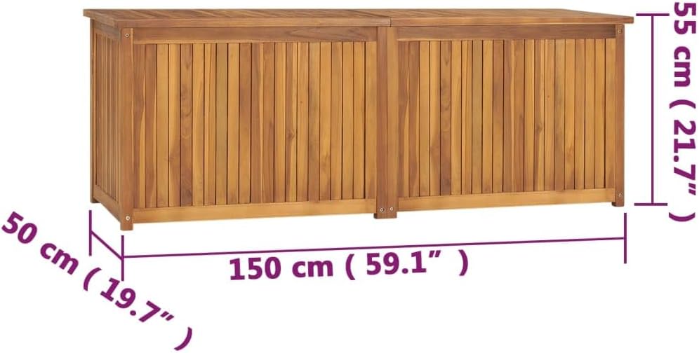 Patio Storage Box Outdoor Solid Teak Wood Deck Box Wooden Outdoor Storage Organization Box with Lid Storage Bench and Waterproof Lining for Garden,Patio,Backyard,59.1'x19.7'x21.7' -AA