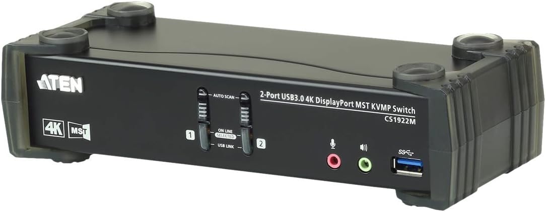 ATEN 2-Port USB 3.0 4K DisplayPort MST KVMP Switch (Cables Included)-TAA Compliant