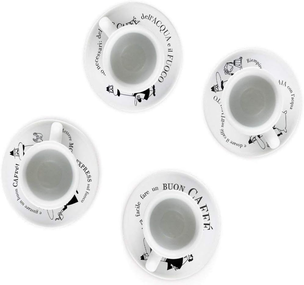 Bialetti:' Moka' Set of 4 Coffee Cups and Saucers