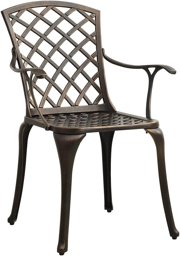vidaXL 3-Piece Patio Bistro Set - Sturdy Cast Aluminum Garden Furniture - Elegant Bronze Finish with Umbrella Hole - for Outdoor Seating and Dining
