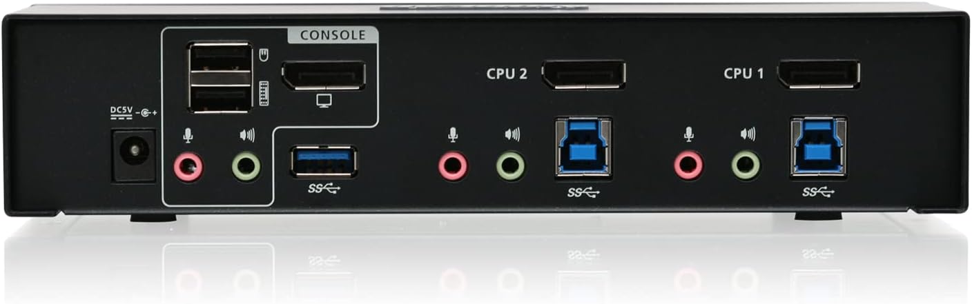 IOGEAR 2-Port DisplayPort KVMP Switch - 4K 60Hz - 2-Port USB 3.1 Hub 5Gbps - Keyboard Mouse Input - 7.1 HD Audio - Front Panel Selector - TAA Compliant - Mac/Win - GCS1932