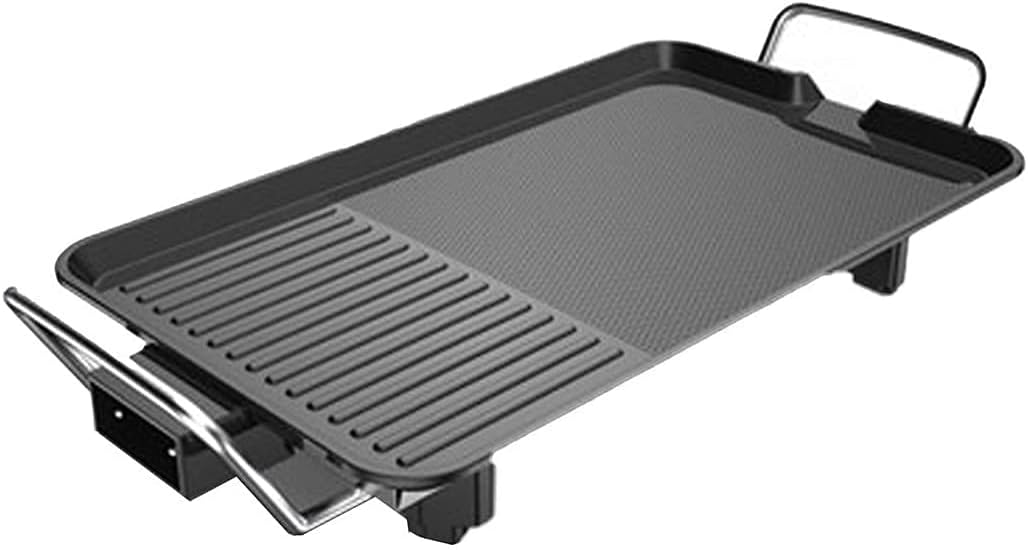 Electric Grills 2-In-1 Indoor Grill Smokeless Coated Non-Stick 1360 W with Cool-Touch Handle, for 2 4 People Extra Large Surface, 5-Level Control, Easy To Clean Black