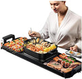Smokeless Electric Grill with Hot Pot, Seats 5-10 People, Non-stick Double Boiler, Indoor Grill and Hot Pot Combination, Perfect for Family Gatherings