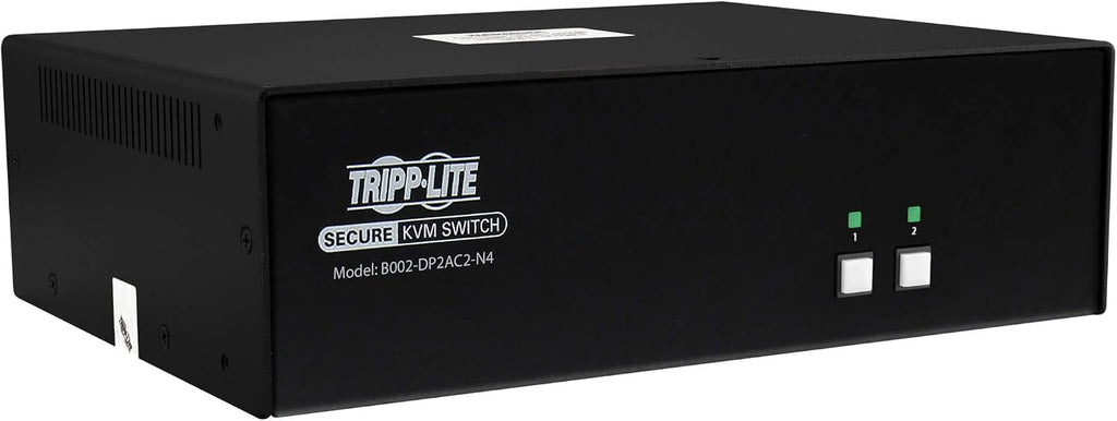 Tripp Lite Secure KVM Switch 2-Port Dual-Head DisplayPort, US Government NIAP-Certified PP4.0 Security, Common Access Card (CAC) Port, 4K @ 30Hz Video, TAA Compliant, 3-Year Warranty (B002-DP2AC2-N4)