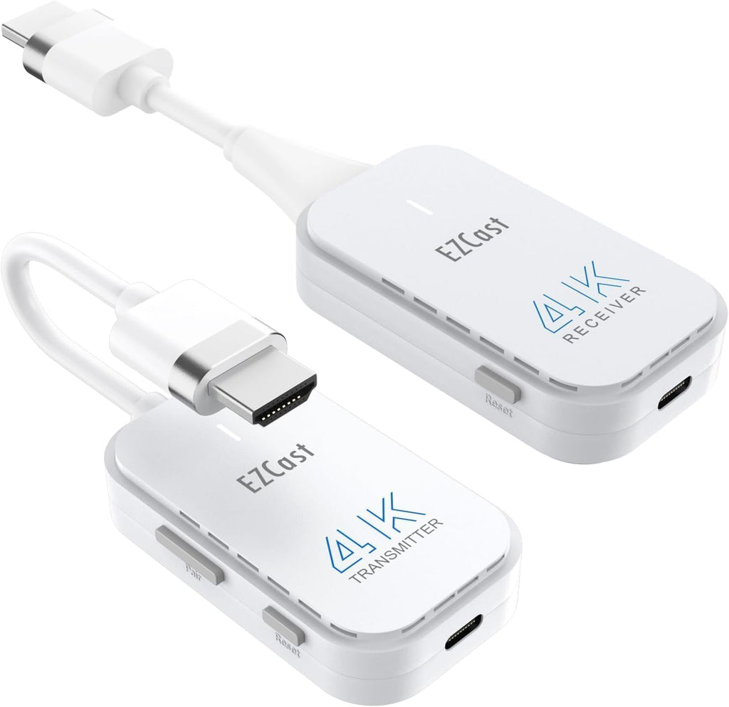 EZCast Wireless HDMI Transmitter & Receiver, 4K 30Hz, Works with All TVs (Smart & Non-Smart), Screen Mirroring & Extending for Laptop/PC/PS5, 30m Range