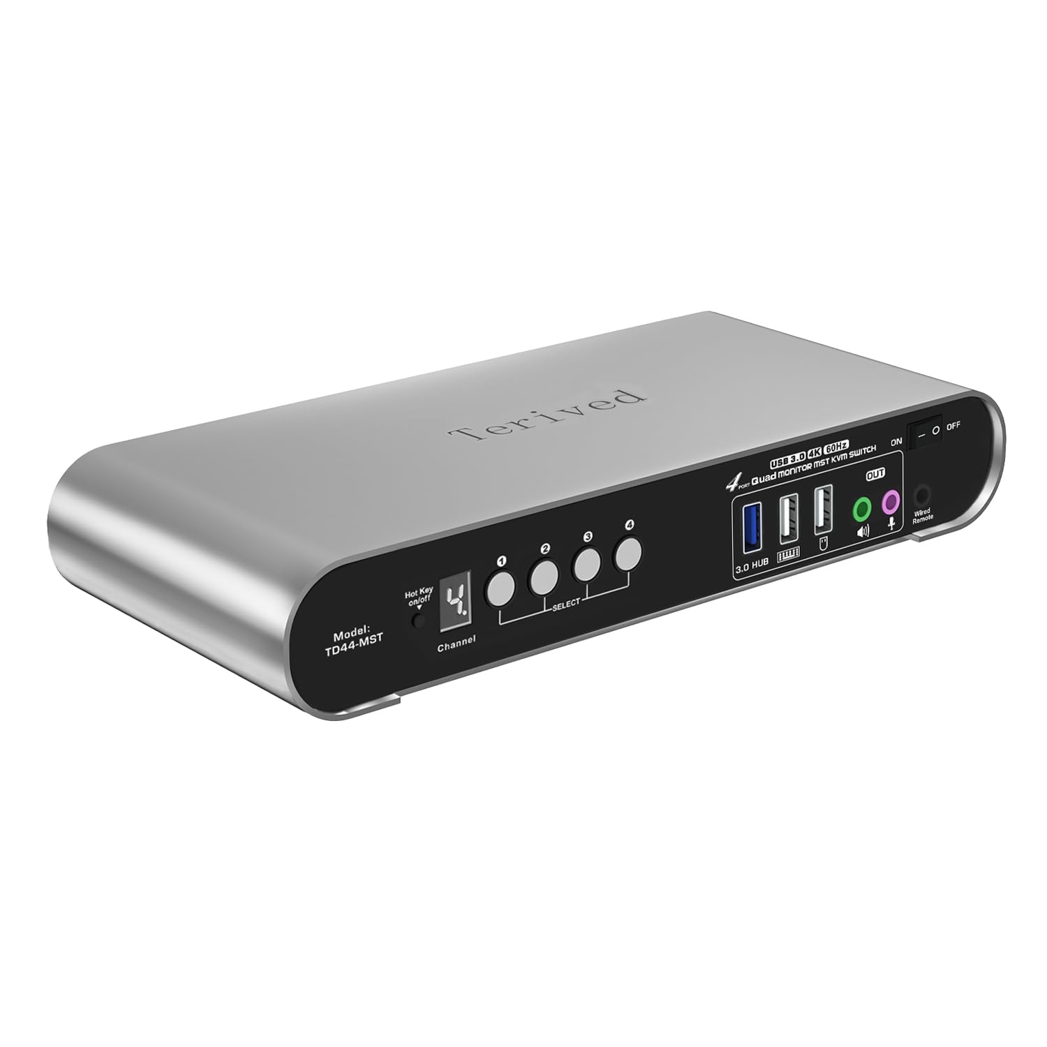 4 Computer 4 DP Monitors MST KVM Switch 4K@60Hz, DP MST USB 3.0 Quad Monitor, Hotkey and Wire Remote, Aluminum Shell, Digital Display, Audio/Mic, HDR10 with Cables (Windows)