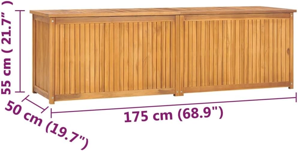 Patio Storage Box Outdoor Solid Teak Wood Deck Box Wooden Outdoor Storage Organization Box with Lid Storage Bench and Waterproof Lining for Garden,Patio,Backyard,68.9'x19.7'x21.7' -AA