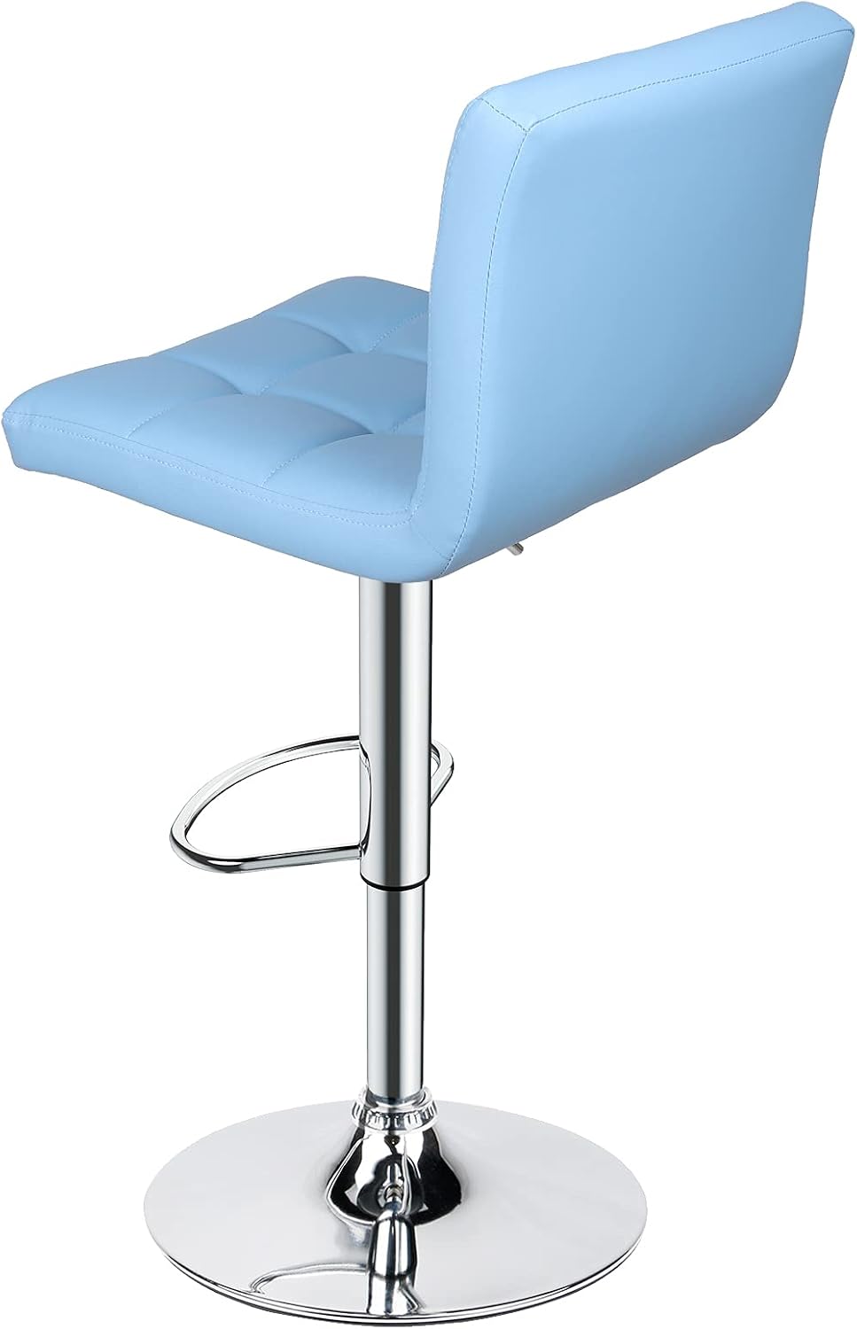 Leopard Bar Stools, Modern PU Leather Adjustable Swivel Bar Stool with Back, Set of 2 (Light Blue)