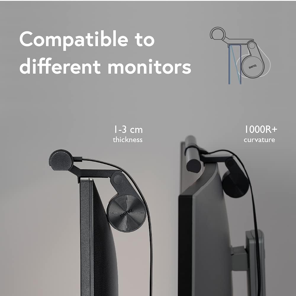 BenQ Screenbar E-Reading LED Computer Monitor Light Lamp with Auto-Dimming and Hue Adjustment Features, Matte Black USB Powered Office Lamp (ScreenBar_Black) Complements with Backlight/RGB setups