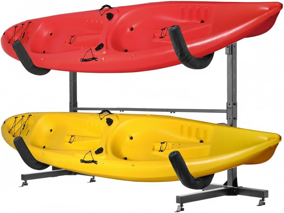 RAD Sportz Freestanding Kayak Storage Rack – Heavy Duty Adjustable Multi-Level Stand with Padded Arms for Kayaks, Canoes & Paddleboards (2, 3 or 4 Tier, Indoor/Outdoor Garage Organizer)