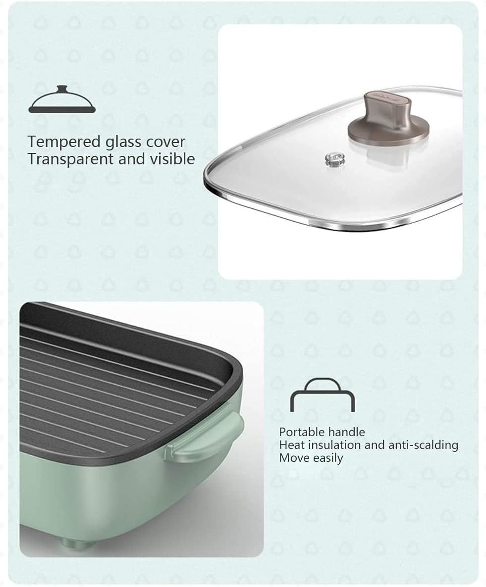 BBQ Smokeless Grill Electric Hot Pot and BBQ Grill, 2000W Multifunctional Smokeless BBQ Hot Pot Integrated Kitchen Pot Large Capacity Family Party Kitchenware