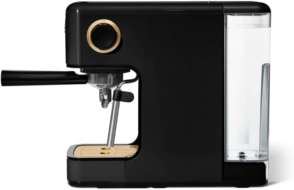 Slim Espresso Maker – 20‑Bar Pressure, Dual‑Spout 52 mm Portafilter, 50 oz Removable Tank, 2‑in‑1 Steam Wand & Touch Controls (Black Sesame)
