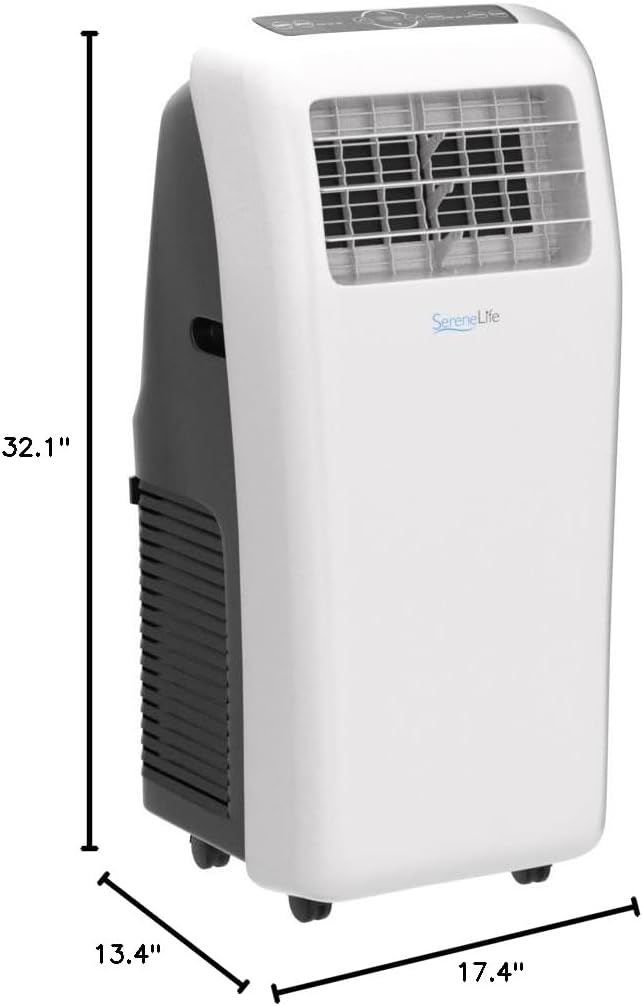 SereneLife Small Air Conditioner Portable 12,000 BTU with Built-in Dehumidifier - Portable AC Unit for Rooms up to 550 sq ft - Remote Control, Window Mount Exhaust Kit