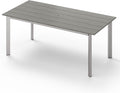 67' Rectangle HDPS Patio Dining Table, Aluminum Outdoor Patio Dining Table with Umbrella Hole, Weather-Resistant for Lawn, Garden, Yard, Poolside and Indoor Use (Gray & Teak)