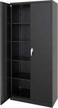 GarveeHome Metal Storage Cabinet with Lock, Steel Tool Cabinet with 4 Adjustable Shelves and 4 Adjustable Feet,Storage Organization for Home, Garage, Office, Shop