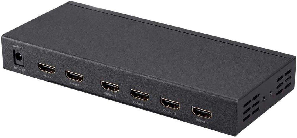 Monoprice Blackbird 4K 2x4 HDMI Splitter and Switch - Dolby Vision and Dolby TrueHD Support, Built in Automatically Adjusting Amplifier, 4K@60Hz, HDCP 2.2, Black