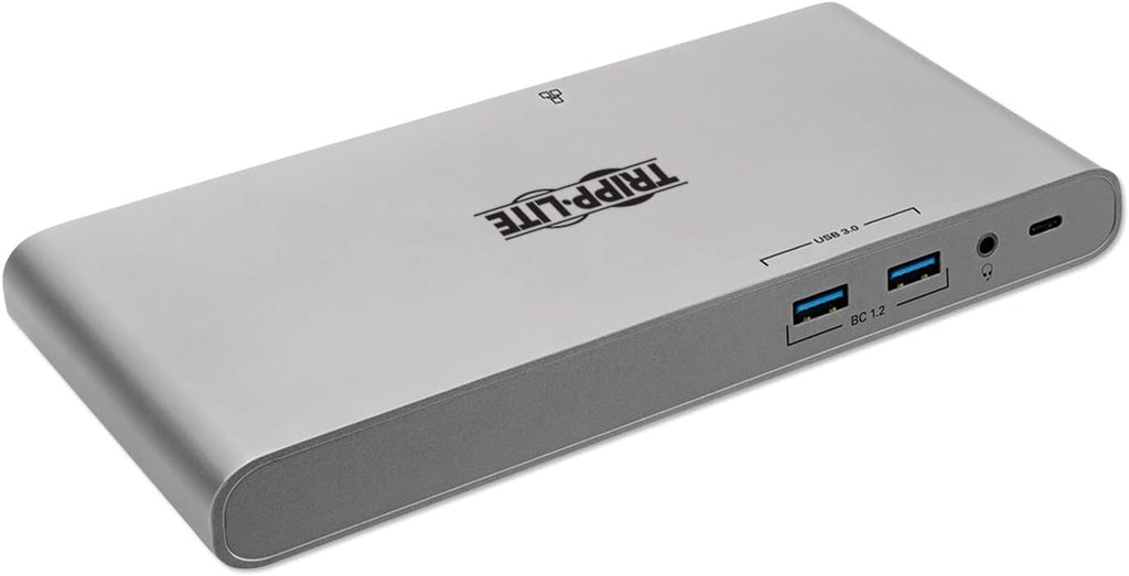 New! Tripp Lite USB C Docking Station w/ USB-A Hub, USB Type C, HDMI, VGA, DP, Gbe Gigabit Ethernet PD Charging 4K@ 30Hz, Portable, Thunderbolt 3 Silver (U442-DOCK4-S)