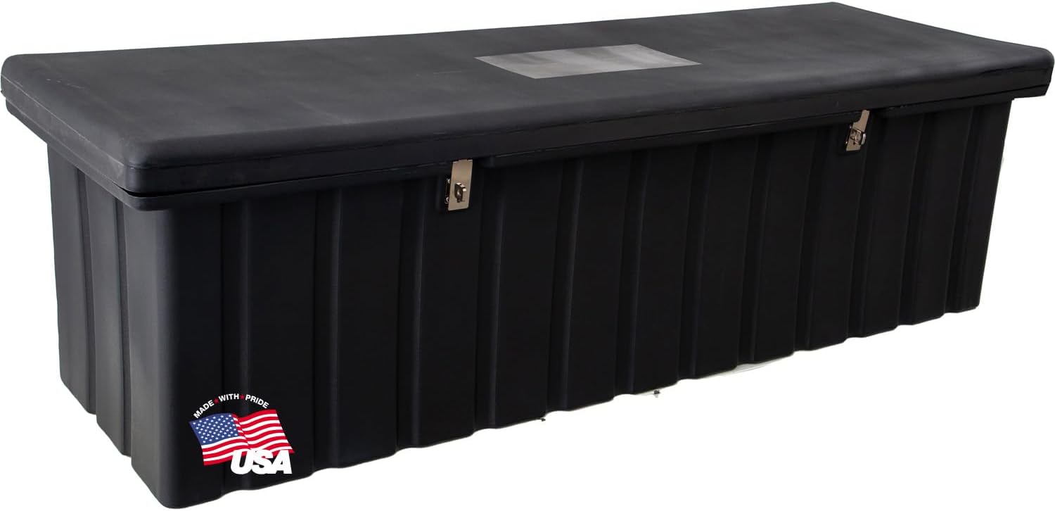 Buyers Products 1712260 Black Poly All-Purpose Storage Chest , 18.8 cu. ft, Made In The USA, Dent-Resistant Lockable Storage Box for Truck, Trailer, Dock, or Deck, High-Density Polyethylene