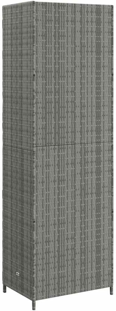 vidaXL Wooden Garden Storage Cabinet, Durable Poly Rattan, Water-Resistant, 4 Compartments, Outdoor Storage Cabinet, Powder-Coated Steel Frame, Solid Acacia Wood Knobs, 23.2'x15.7'x70.9', Gray