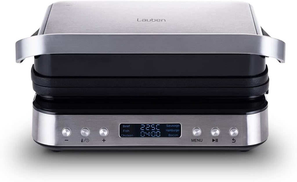 Lauben Contact Grill Deluxe 2000ST Table Contact Grill with 6 Automatic Programmes, Removable Plates, LED Display, Memory Function, Drip Tray, Dishwasher Safe