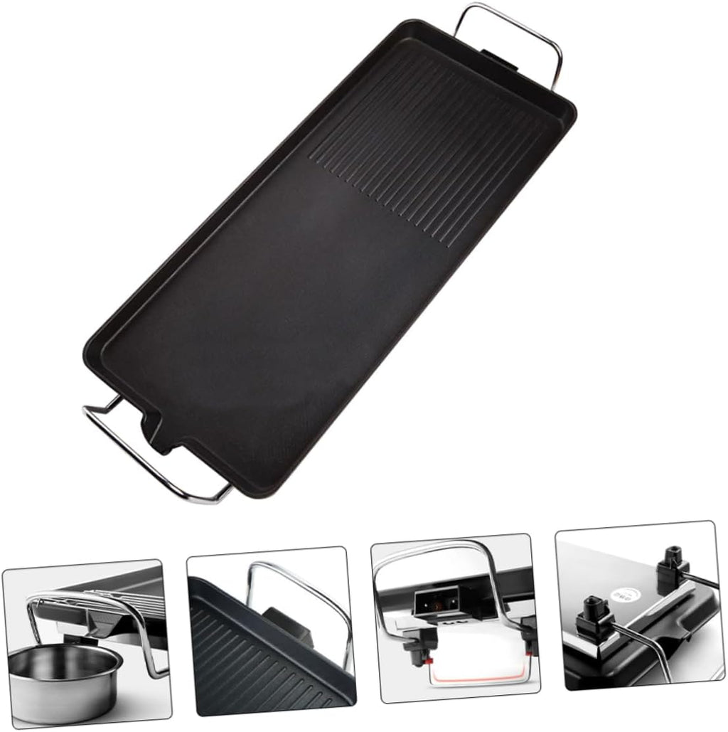 1set Multi-function Electric Grill Plate Smokeless Non-stick Bbq for Indoor Grilling for Steaks Chicken Fish and Vegetables and Space-saving Design