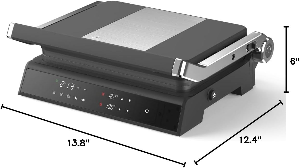 Panini Press Electric Press, Smokeless Electric BBQ Grill Toaster Pan Sandwich Maker Contact Grill with LED Display