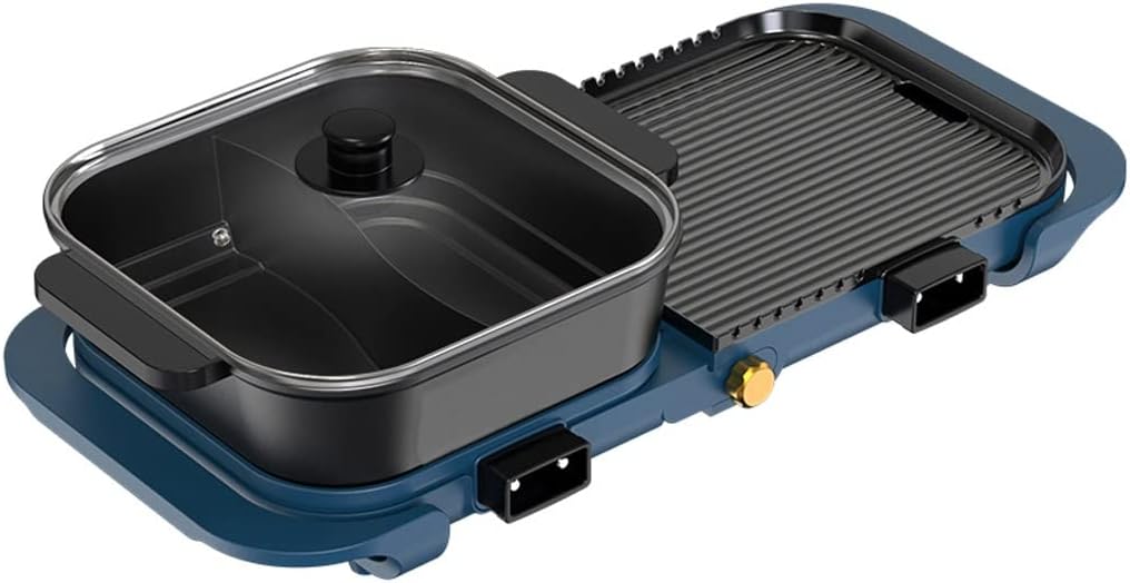 YYDS Hot Pot Multi-Function Hot Pot Grilling One Pot Separable Electric Barbecue Machine Indoor Grilled Fish Hot Frying Electric Grill (Color : Mandarin Duck Pot)
