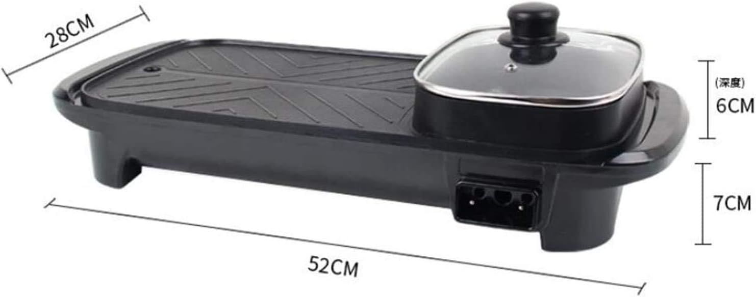 Smoke Free Electric Grill, 2-In-1 Electric Grill Grill Smokeless Indoor Machine for 6 People for Cheese, Thermostat Control, Non-Stick Material, Easy To Clean 1360 Watts