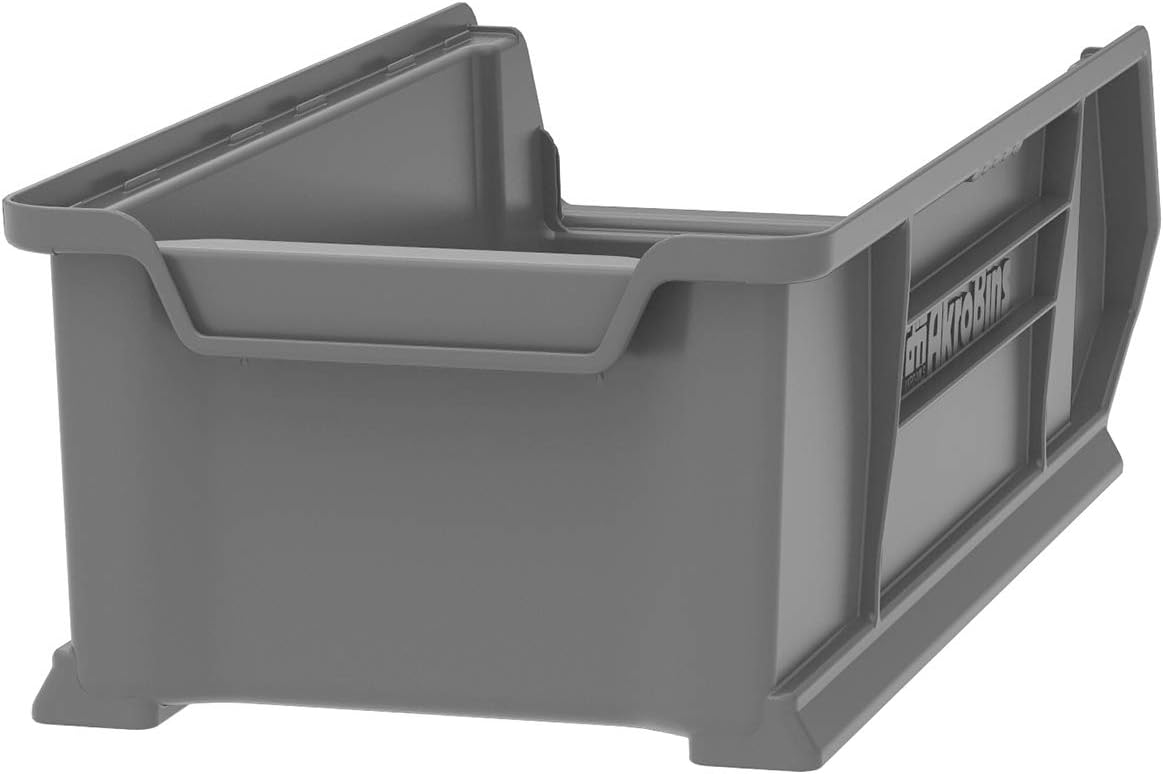 Akro-Mils 30286 Super-Size AkroBins Plastic Storage Bins, Space-Saving Stackable Bins for Garage, Classroom, Warehouse Organization, 24' L x 11' W x 7' H, Clear, 4-Pack