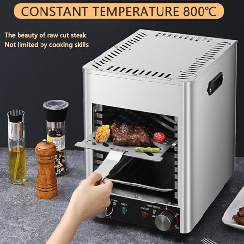 1700W Electric Steak Broiler, Indoor Grill with 10-Tier Rack, Stainless Steel Surface, Heats to 800℃ in 10min, for Steak Ribeyes Chicken Vegetables